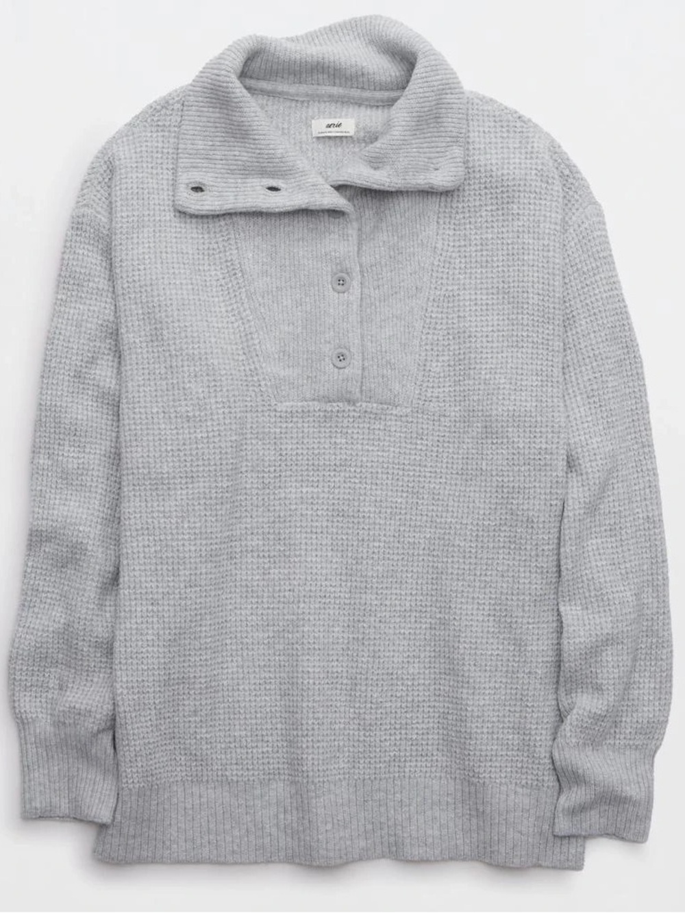 Aerie CozyUp Waffle Button Sweater Size XS- oversized - Picture 3 of 6
